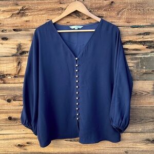 TRINA TURK | Elegant Navy Blue Women's Top L